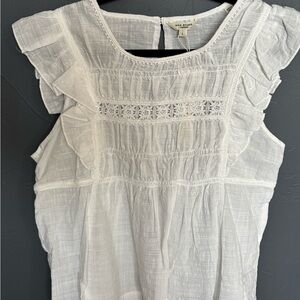 Max Studio White Ruffle Lace Blouse